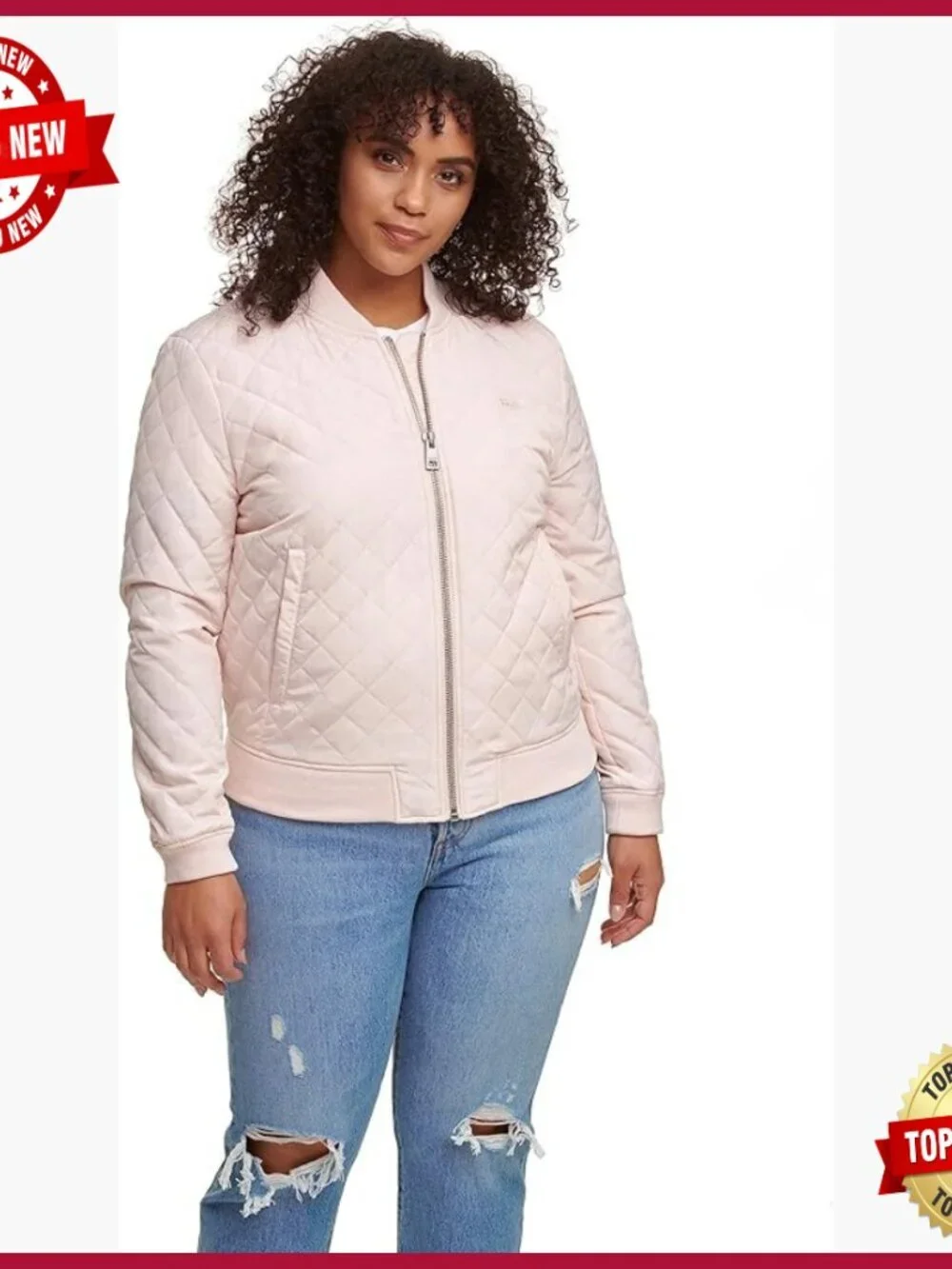 Sherpa-Lined Diamond Quilted Bomber Jacket with Front Pockets